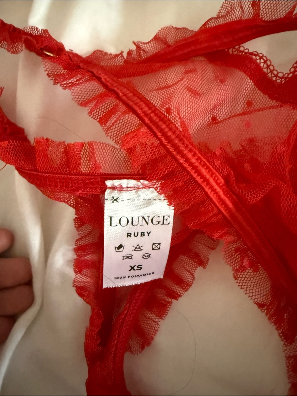 Lounge Underwire Lace Bra, Garter Belt & Panty Set in Red - Picture 4 of 5
